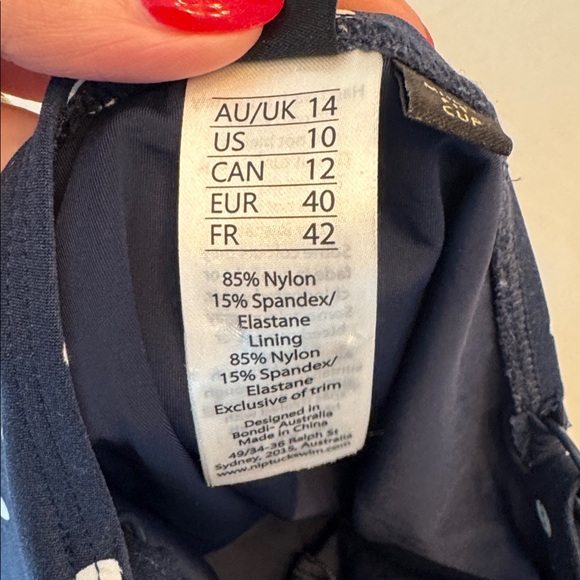 NWT! Nip Tick Navy Polka Dot One-Piece Swimsuit, sz 10 - Picture 4 of 8